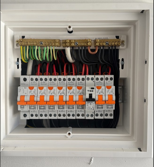 New switchboard with RCD safety switches neatly wired